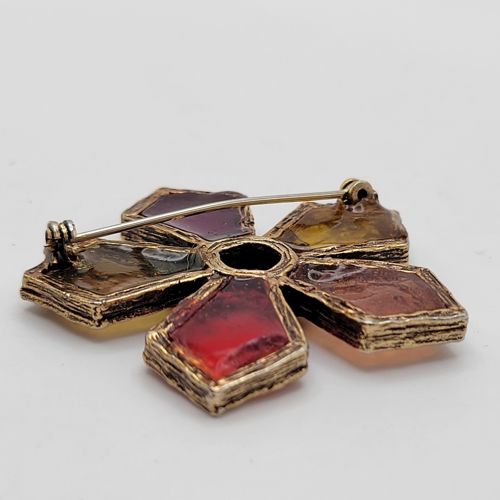 Coro | Vintage Venetian Glow Star Stained Glass Brooch - Picture 4 of 6